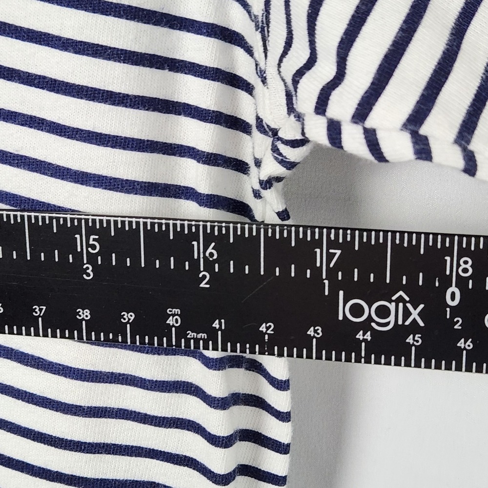 Gap Womens Navy‎ Blue White Striped Long-sleeve Mock Neck Shirt Size Medium - Picture 6 of 7